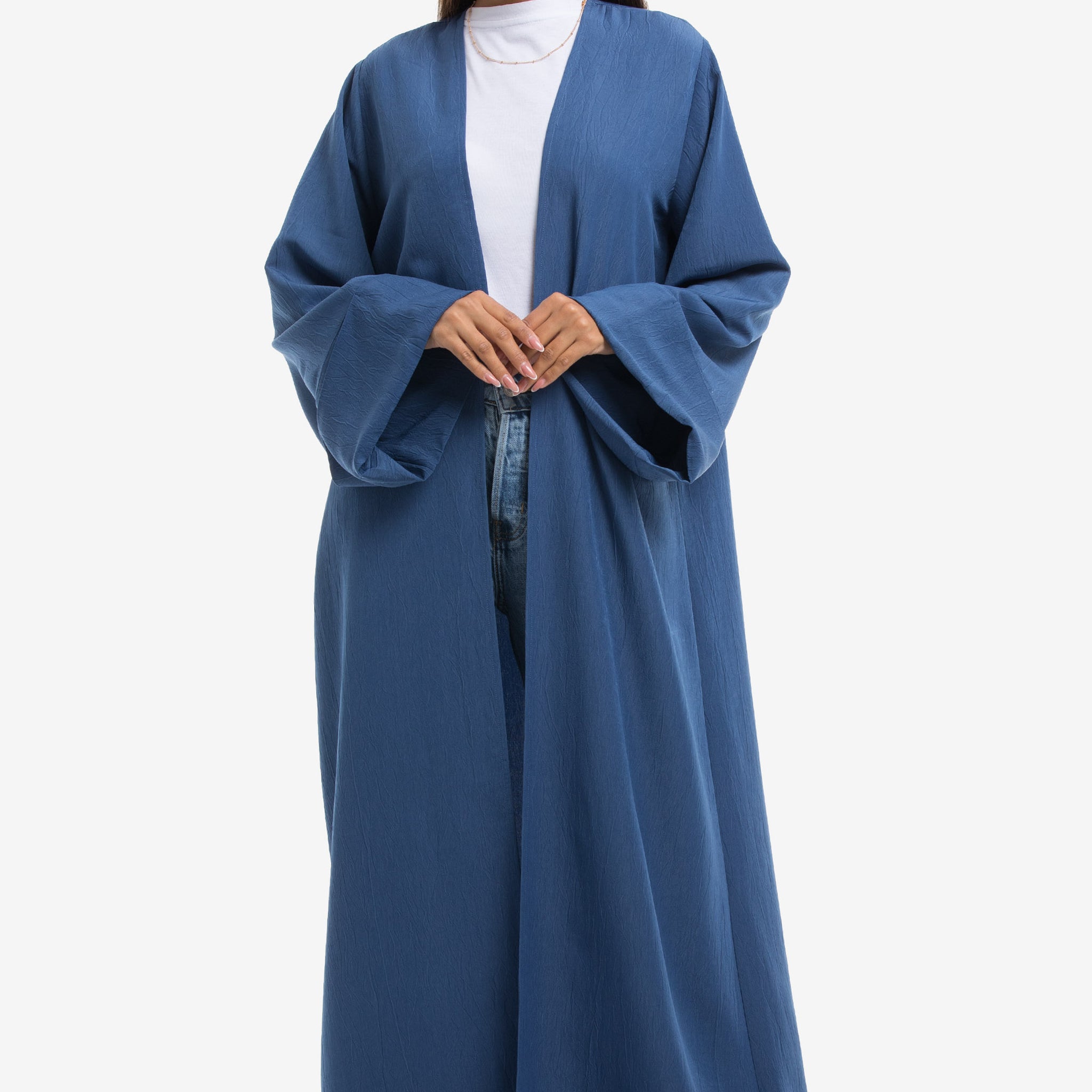 KAYFI - Dusty Indigo Wide Sleeve Abaya